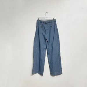 Blue Denim Pleated Wide Leg Trouser Jeans Sz S thumbnail 9