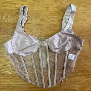 Mad About Love Neutral Fairycore Bachelorette Wedding Preppy Satin Lace Corset S thumbnail 1