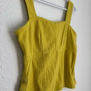 Anthropologie MAEVE Callie Yellow Side Button Tank Top Size M Square Neck Blouse thumbnail 2