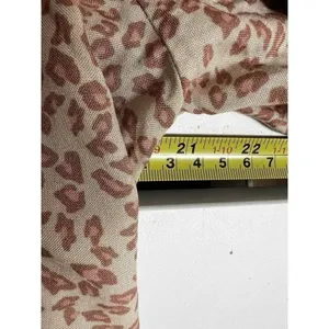 Riley & James Womens XL Leopard Print V-Neck Blouse Mesh Stripe 3/4‎ Sleeve Tan thumbnail 5