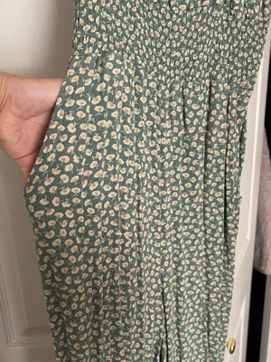American eagle green floral jumpsuit size S thumbnail 2