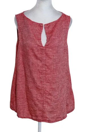 Flax Red Sleeveless Linen Top Size Small Red Linen Blouse thumbnail 1