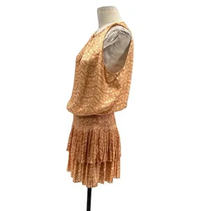 Current Air Los‎ Angeles The Wyland Dress Smocked Mini Orange Floral Size Small thumbnail 9
