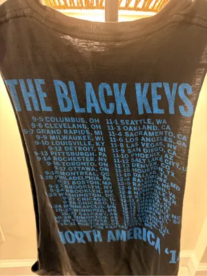 Vintage The Black Keys Tour Graphic Muscle Tee - Blue on Black thumbnail 4