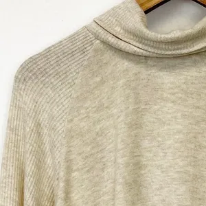 Lush Knit Top Sweater Womens Medium Turtleneck Oatmeal Minimalist Lagenlook Fall thumbnail 3