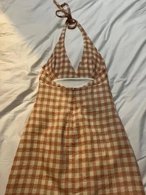 ZARA halter top gingham dress thumbnail 3