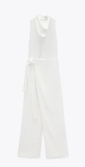 ZARA jumpsuit white romper kaftan thumbnail 13
