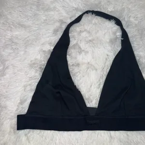 Skims Cotton Rib Intimates Plunge Bra Halter Neck Black size 3XL thumbnail 1