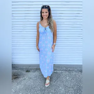 NWT Simply Southern Aztec Print Maxi Dress Blue Pink Size XXL thumbnail 2