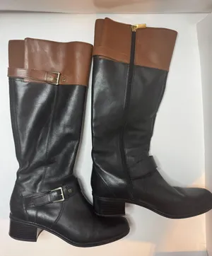 Bandolino Black And Brown Leather Knee High Boots Size 8.5M thumbnail 1