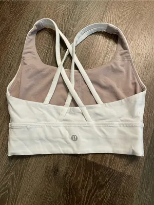 lululemon white Energy Longline Bra Cross-Back Sports Bralette Size 4 thumbnail 2