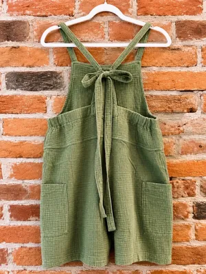 Zenana Olive Green Romper with Back Bow thumbnail 2