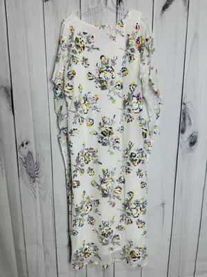 Buddy Love Atlas Sequin Caftan Maxi Dress Sz L White Floral V-Neck Relaxed Fit thumbnail 4