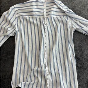 Abercrombie & Fitch Blue White Striped‎ Tie Cuff Button Down Shirt Womens Medium thumbnail 6