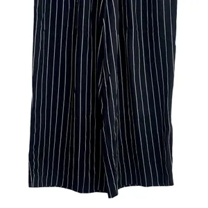 Zara Striped Wide Leg Crop Paperbag Trousers Elastic Waist Pockets S Black White thumbnail 4