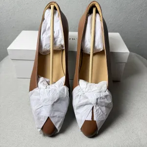 Quince Italian Leather Pointed Bow Ballet Flat Shoes Cognac Women’s Size 10.5 thumbnail 2