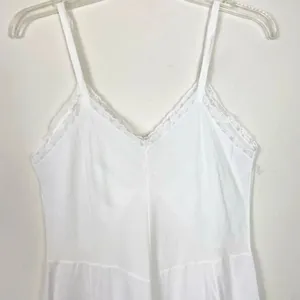 Vintage Image Artemis White Floral Lace Neckline Detail Slip Dress Size 38B Tall thumbnail 4