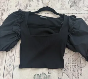 Puff sleeve top Black Size M thumbnail 1