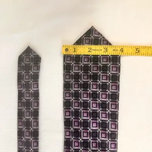 Pronto Uomo Silk Tie Men's Grey Purple Designer Necktie Office Geometric Carrier thumbnail 9