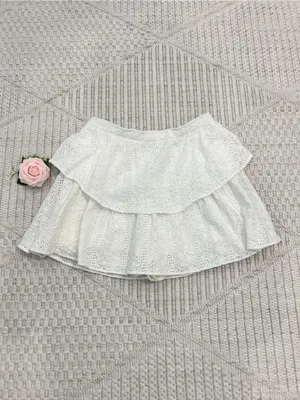 Amanda Uprichard White Cotton Eyelet layered Tiered Woman’s Mini Skort Size S thumbnail 2