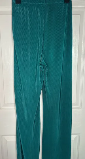 Teal/blue straight leg pants Blue thumbnail 1