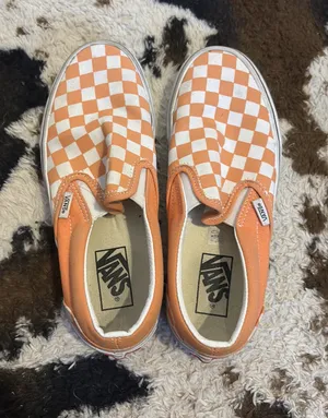 Vans Slip-On Checkered Orange White Women’s 8 thumbnail 1