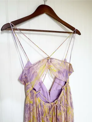 ASTR Minari Pleated Floral Maxi Dress Medium Purple Wedding Guest Garden Party thumbnail 9