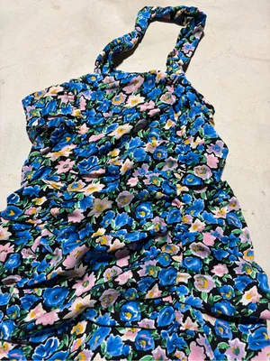 More to come Maggie twist mini dress One-Shoulder Floral Blue pink NWT small thumbnail 6