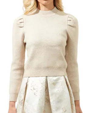 Sugarlips Large Oatmeal Beige Long Sleeve Sweater Cropped Pleated thumbnail 1