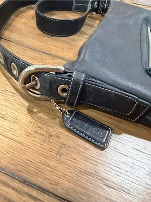 Coach Black Leather Shoulder Bag with Silver Hardware thumbnail 3