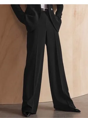The‎ Fold London Clever Crepe Adelaide Wide Leg Trousers Black US 10 thumbnail 2