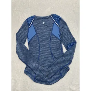 Lululemon Run Ice Queen Slope Stripe Limitless Blue long sleeve size 6 thumbnail 3