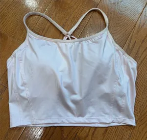 Athleta Medium Pink Longline Sports Bra Crop Tank Strappy Back Yoga Activewear thumbnail 1
