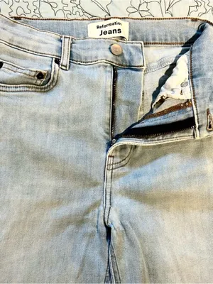 Reformation High & Skinny Crop Jeans St. Lucia Light Wash High Rise Sz 25💛 thumbnail 6
