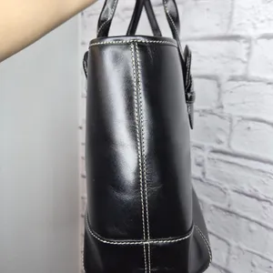 Cole Haan Black Leather Shoulder Bag Tote Purse Contrast Stitch Buckle Accent thumbnail 10