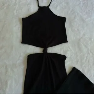 VICI Black Ribbed Cut Out Waist Maxi Dress Women's Size Small thumbnail 5