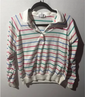 Vtg Winners Choice Womens Striped Polo Shirt Long Sleeve Casual‎ Pullover Top L thumbnail 1