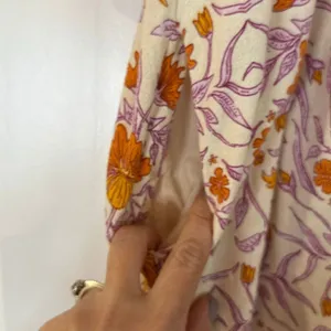 Universal Thread orange pink bohemian floral puff sleeve dress xs thumbnail 6