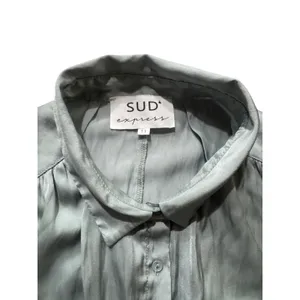 SUD express Button Down Shirt Top Womens Size T1‎ Light Green Relaxed Fit thumbnail 3