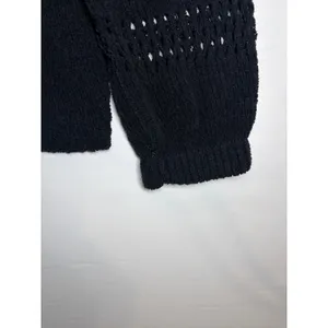 Knox Rose Womens XL Black Pointelle Long Sleeve Knit Crewneck Sweater Relaxed thumbnail 7