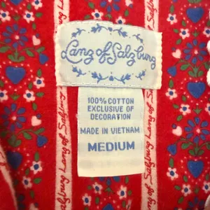 Lanz of Salzburg 100% Cotton Nightgown Medium Red Heart Lace Trim Cottagecore thumbnail 2