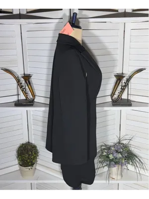 Dance & Marvel rare elegant sexy cape black mini dress deep v neck cocktail sz S thumbnail 3