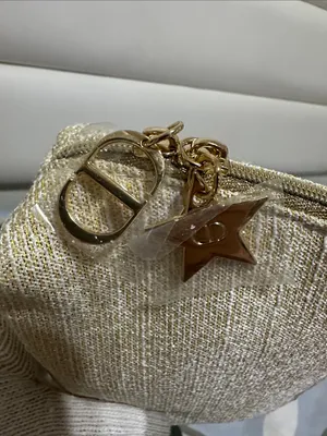 Christian Dior Gold Metallic Embroidered Novelty Cosmetic Pouch thumbnail 5