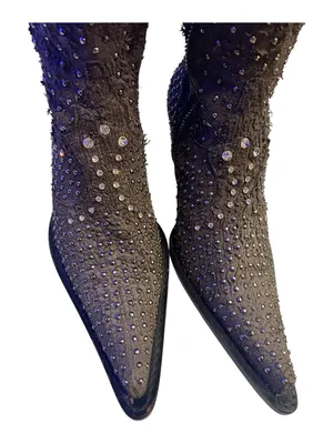 Maria Grazia Ripari Rhinestone Western Cowboy Boots Distressed Sparkle Glam 37 thumbnail 4