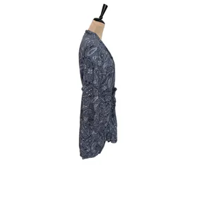 Ralph Lauren Blue Paisley Cotton Terry Lined Robe XS/S Monogrammed Loungewear thumbnail 6