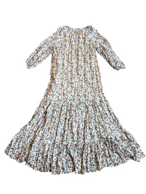 Z Supply Ivory Blue Floral Tiered Maxi Dress Long Sleeve Bohemian Small Women's thumbnail 8