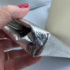 Vintage mid century silver foil clutch with silver cut stones . thumbnail 4