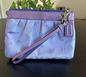 Coach Signature Pleated Lilac Wristlet (Style F43434 thumbnail 1
