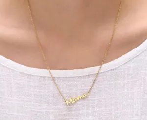 18k Gold Plated Fashion Stainless Steel Mama Pendant Necklace thumbnail 3