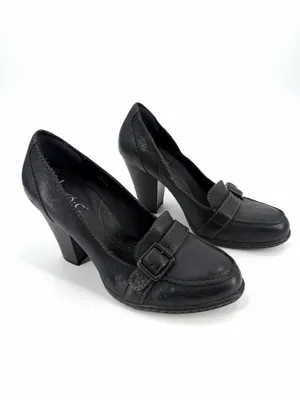 BOC Born Concept Black Leather Loafer Slip On closed Toe Comfort Casual Heel thumbnail 2